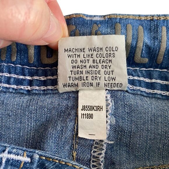 Vintage Hydraulic Distressed Raw Hem Micro Mini Skirt Blue Sz 7/8 - Picture 8 of 12